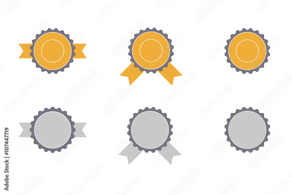 vector set of yellow and grey award symbols vector set of yellow and grey award symbols