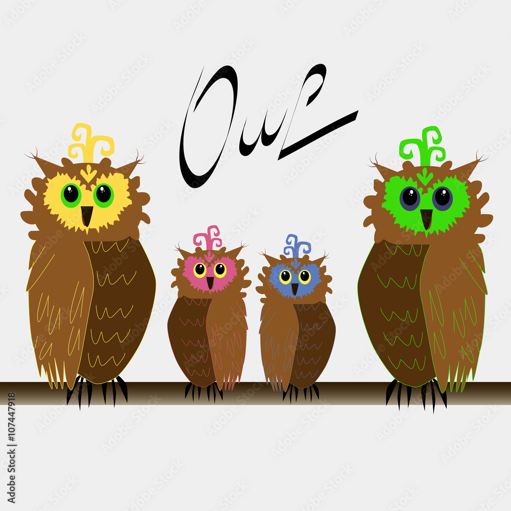 Obraz premium owl family