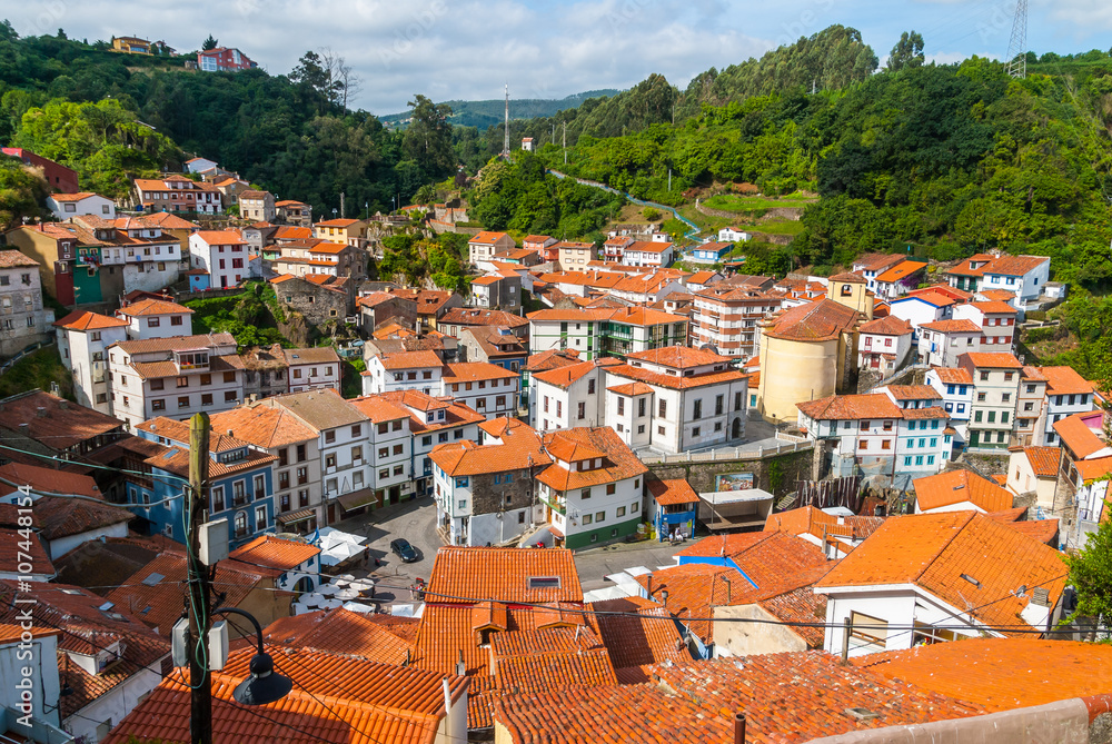 Viewpoint of the traditional Spanish village of Cudillero in Asturias, Spain