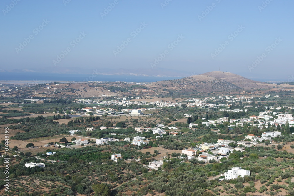 Красивый пейзаж на острове Кос. Греция. Вид сверху.