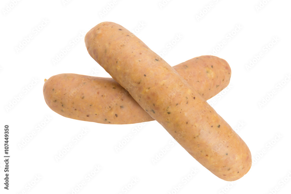 Smoked sausage on white background Smoked sausage on white background