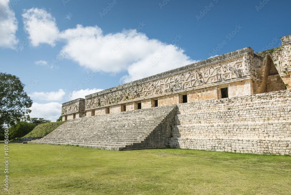 Uxmal archeological site, mayan ruins in yucatan, mexico