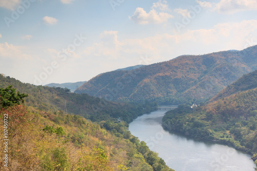 Scenic mountain view and river