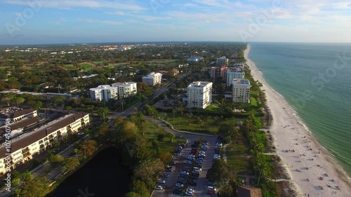 Aerial view of Naples beach and skyline on a beautiful day photo