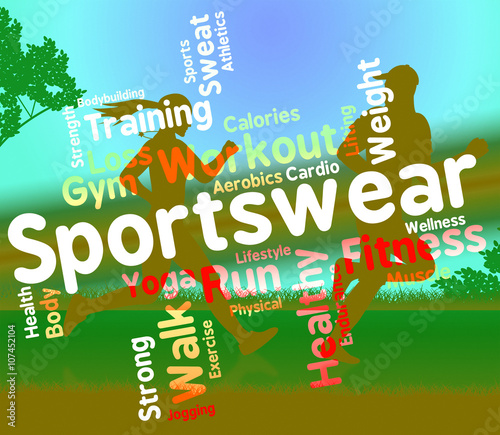 Sportswear Word Indicates Text Sweaters And Wordcloud photo
