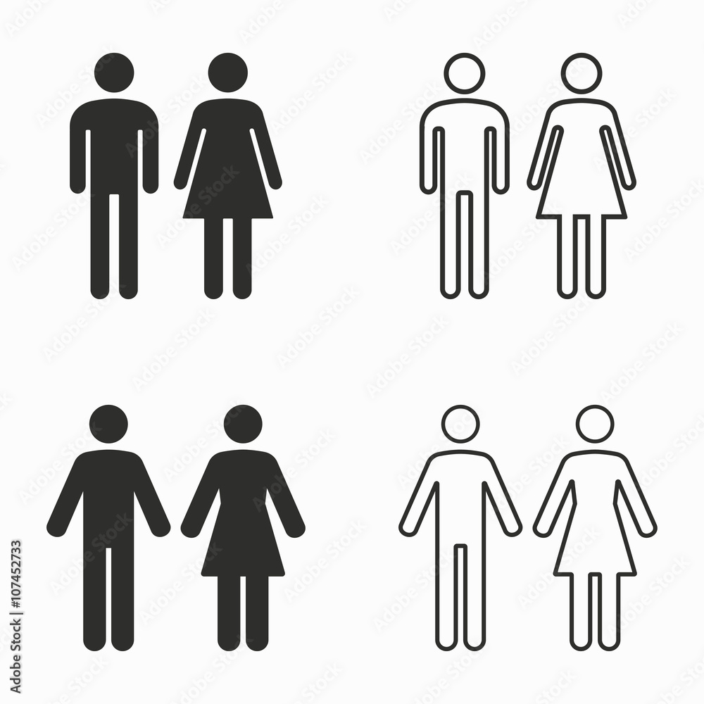 Man and Woman restroom icons. Man and Woman restroom icons.