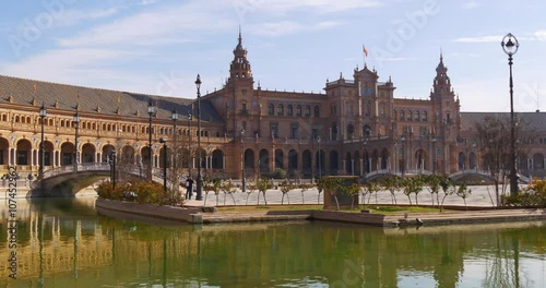 seville sun light plaza de espana panorama 4k spain
