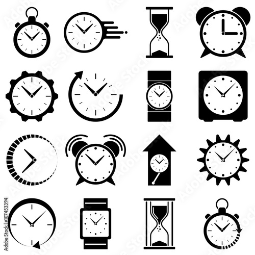 Watch icon. Clock logo.