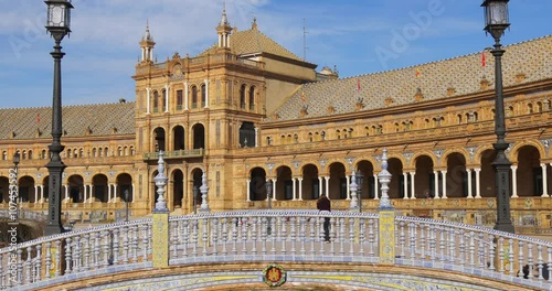 seville sunny view on plaza de espana 4k spain
