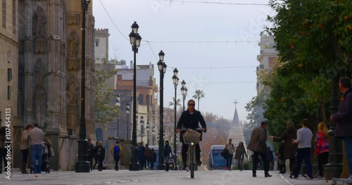 seville day light walking street 4k spain
