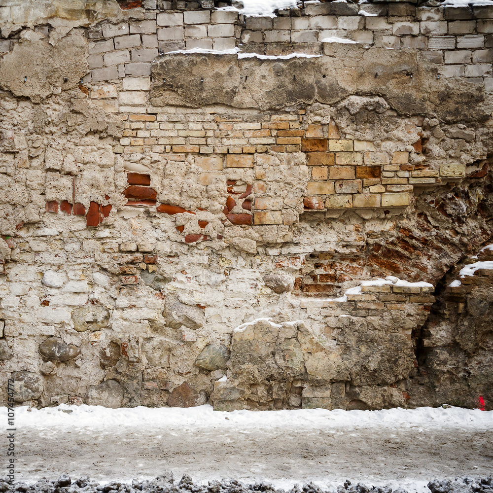 Wall and snow Wall and snow