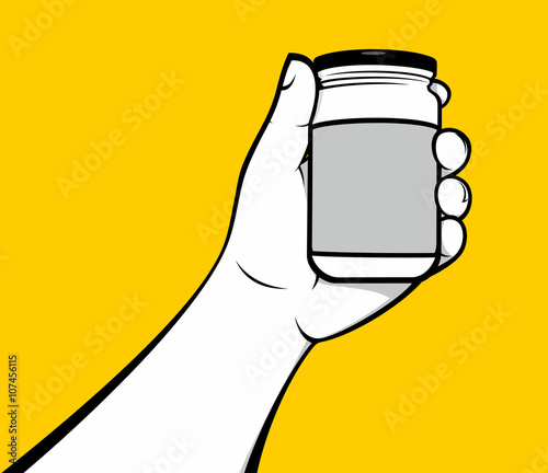 hand holding food jar
