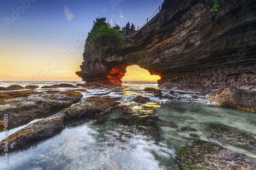 Sunset at Pura Batu Bolong, Tanah Lot, Bali, Indonesia. photo