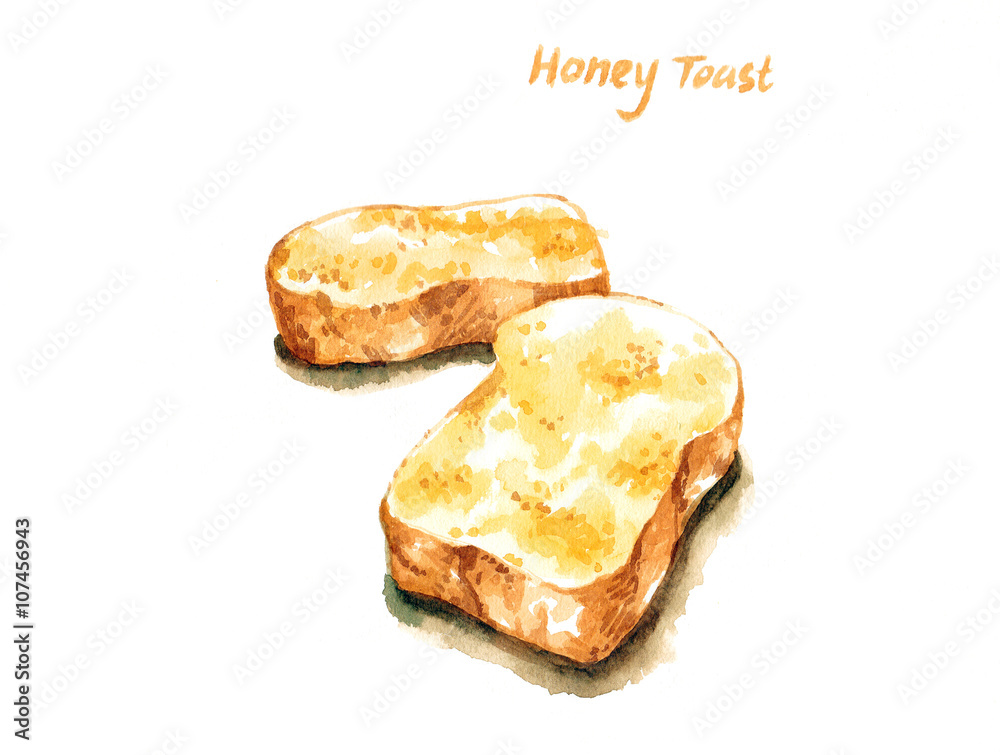 Honey french toast watercolor illustration Honey french toast watercolor illustration