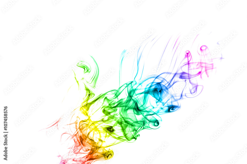 Abstract multicolored smoke on white Abstract multicolored smoke on white