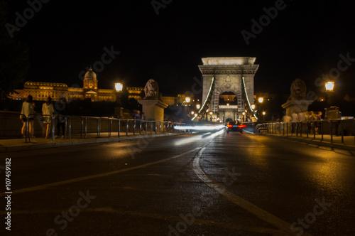 Chain Bridge and the Buda Castle in the Background at Night © nick_marin