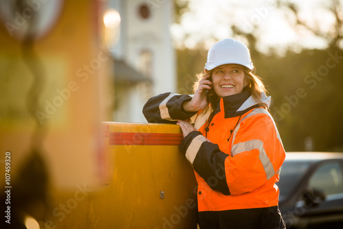 Senior woman engineer work call