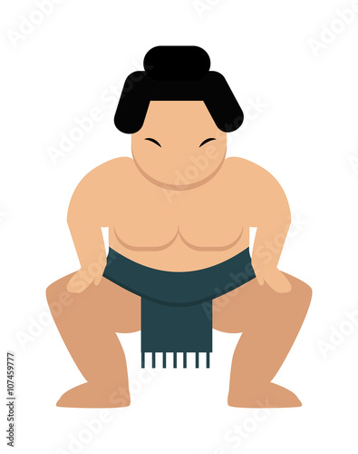 Angry cartoon japanese fat sumo wrestler vector illustration.
