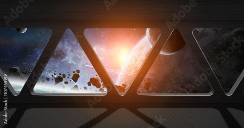 Fototapeta Naklejka Na Ścianę i Meble -  View of outer space from inside a space station