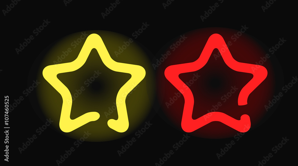 Vector glowing neon stars design night shape decoration illuminated. Vector glowing neon stars design night shape decoration illuminated.