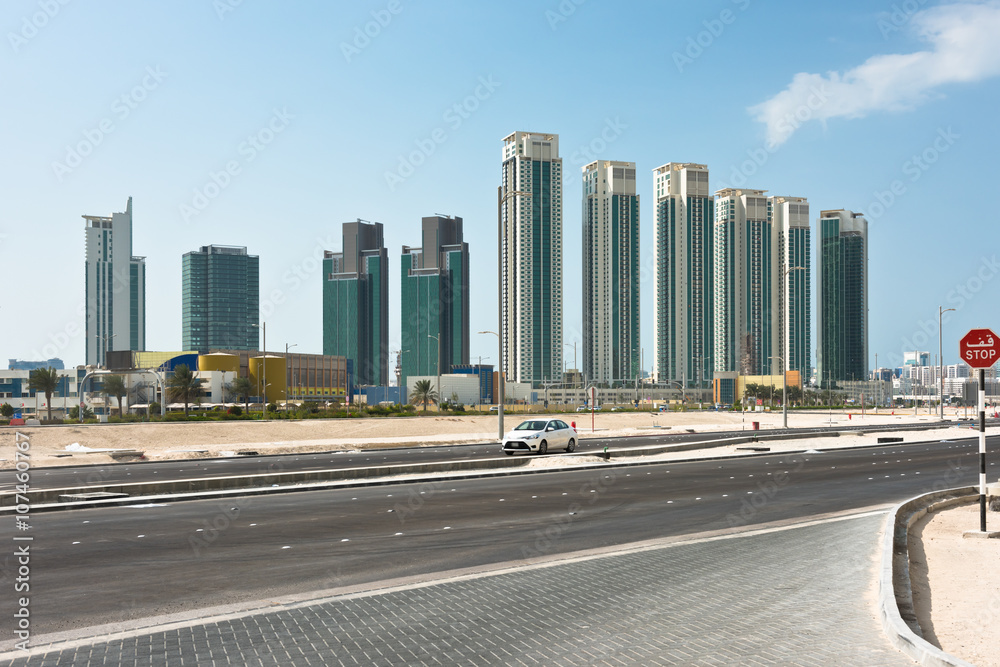 Fotografie Abu Dhabi new district with skyscrapers construction