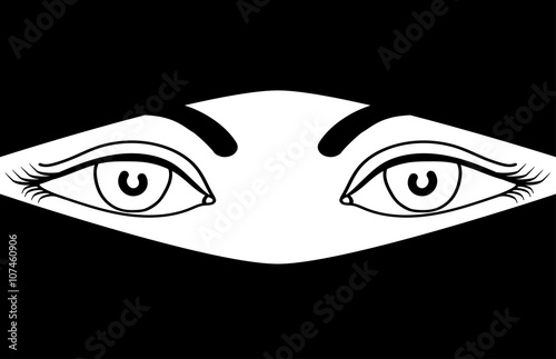 eyes of an arab girl in niqab isolated vector illustration