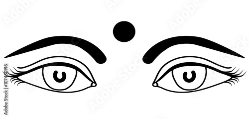 eyes Indian girls with bindi outline isolated vector illustration photo
