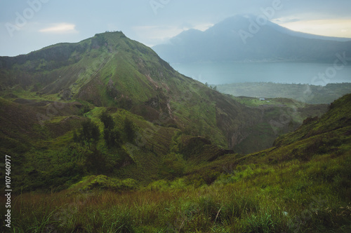 Beautifull mountain in the morning mist , Batur, Bali,  Indonesi photo