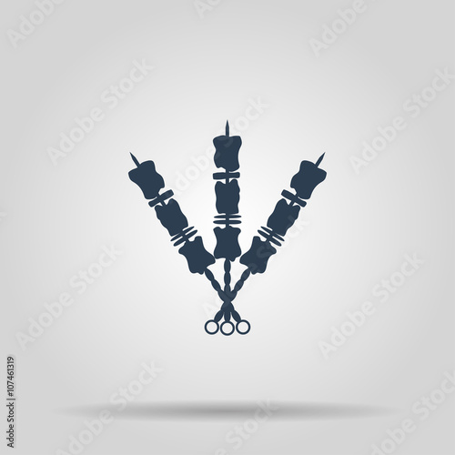 Shish kebab on skewers Icon. Modern design flat style icon.