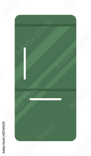 Modern refrigerator kitchen appliance cold home freezer electric flat vector illustration.
