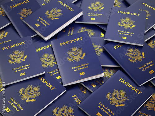 USA passport background. Immigration or travel concept.