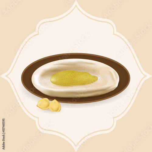 Illustration of hummus with hummus beans.