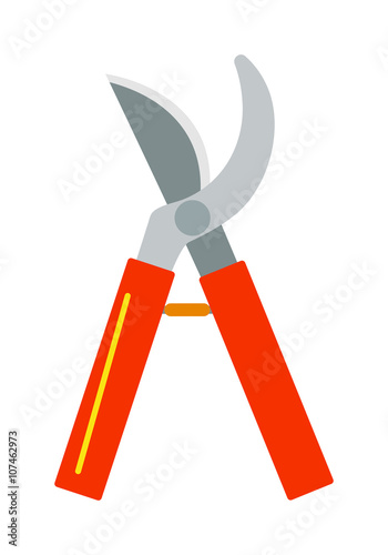 Gardening scissors hand work and steel equipment vector
