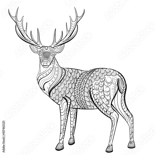 Hand drawn ink pattern. Coloring book for adult