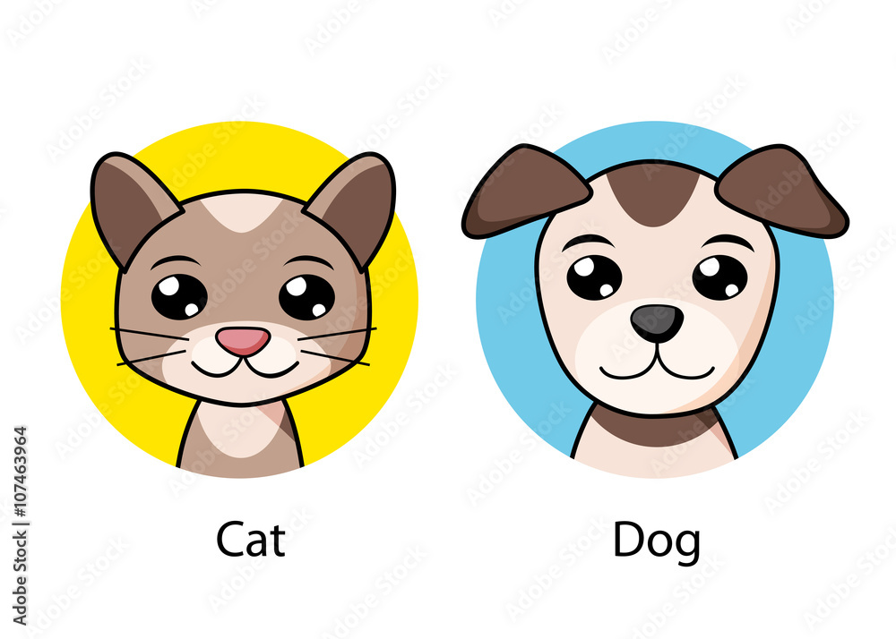 A cat and a dog face icons.