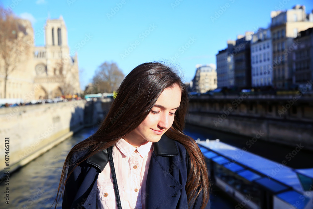 Portrait of beautiful girl in Paris, France