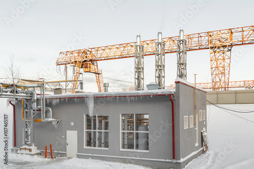 gas boiler building on plant
