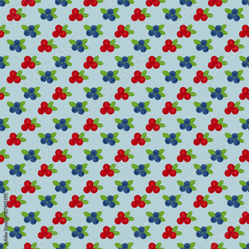 Cranberry and blueberry seamless pattern 4. Or illustration of cowberry and blackberry. Berries seamless pattern.