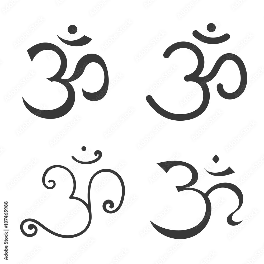 Sign Om. Hand drawn symbol of Buddhism and Hinduism religions Stock ...