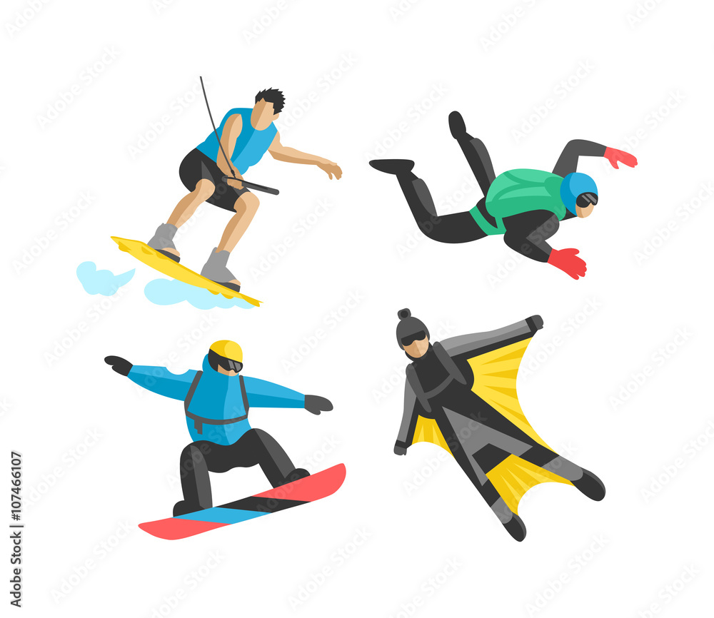 Extreme sport vector people silhouette
