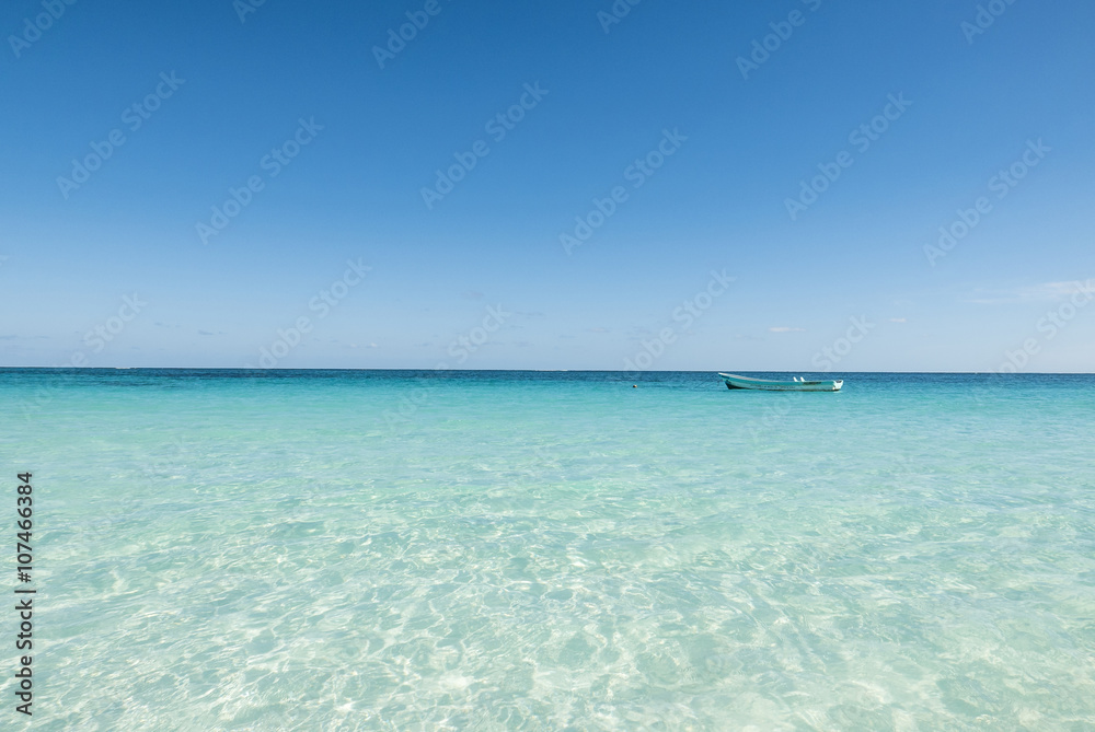 white tropical beach in the caribbean sea