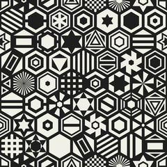 Crédence de cuisine Hexagone patrons Motif hexagones noirs minimalistes  © ilyabolotov
