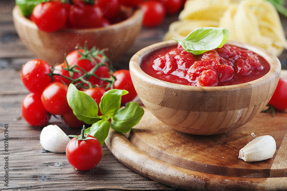 Italian traditional sauce with tomato and basil Italian traditional sauce with tomato and basil