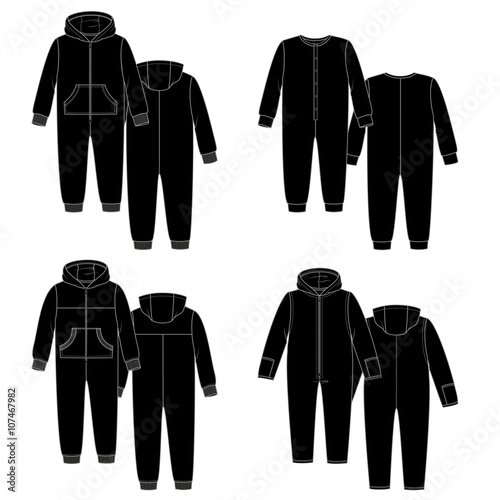 Vector sketch. Four overalls.
