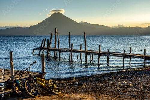 San Pedro volcano at sunset, Lake Atitlan, Guatemala photo