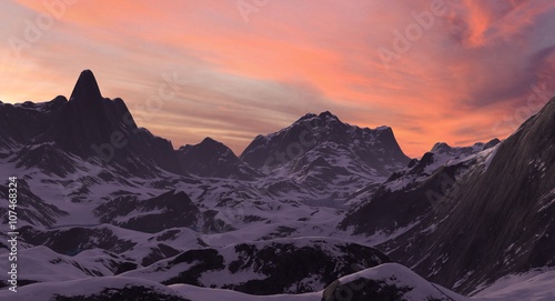 Rocky Mountain Landscape at Sunset or Sunrise