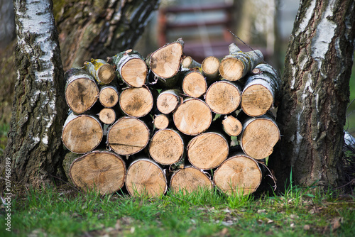 Pile of birch wood