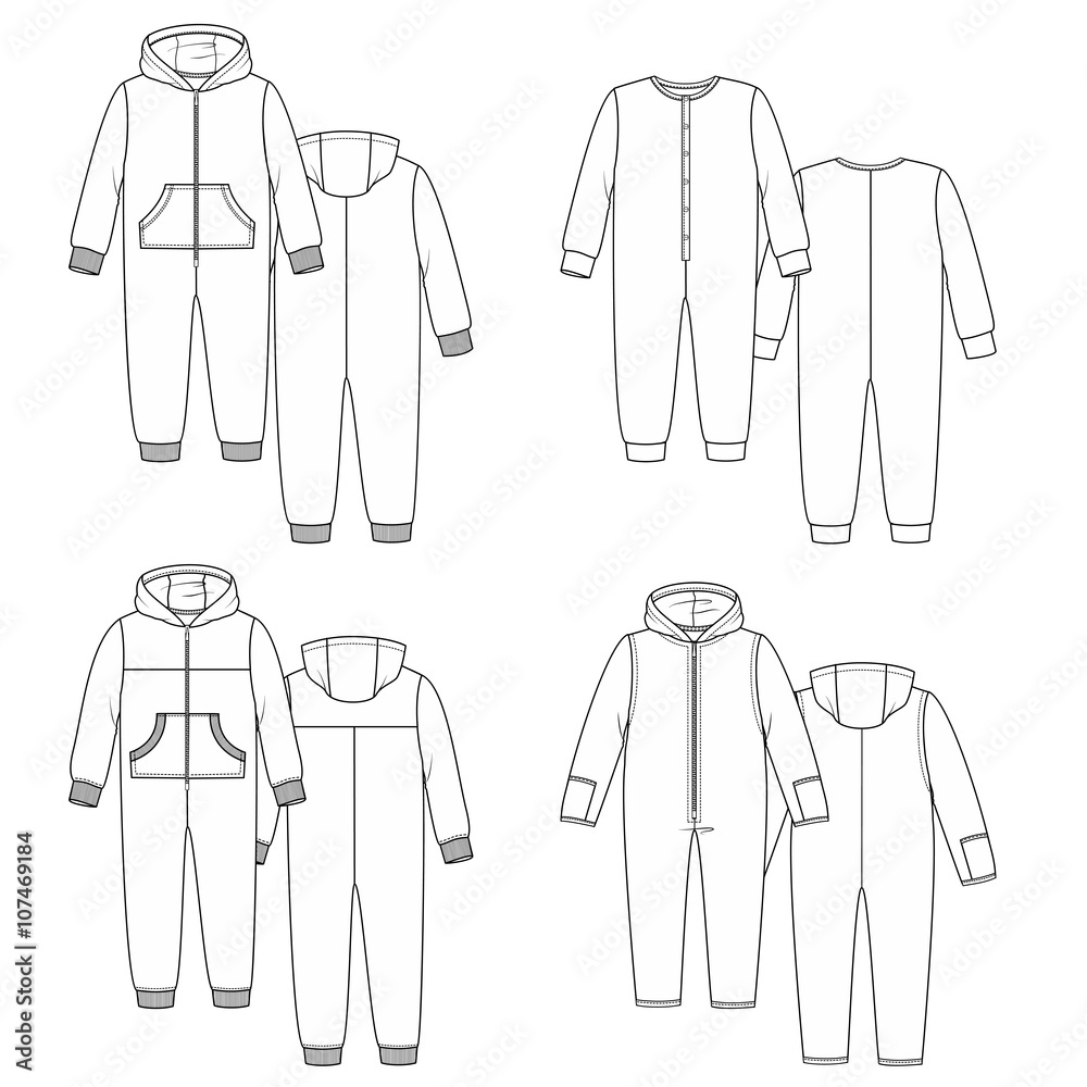 Vector sketch. Four overalls. Vector sketch. Four overalls.