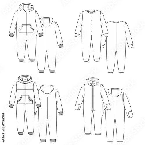 Vector sketch. Four overalls.