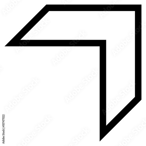 Arrowhead Right Up vector icon. Style is outline icon symbol, black color, white background. photo